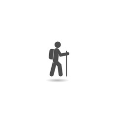 Simple Hiking icon with shadow