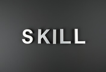 Obraz premium Skill Development Silver Letters on Dark Gray Background