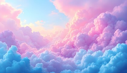 Delicate rainbow clouds of pink, purple, turquoise, blue colors. Abstract beautiful sky background. Abstract beautiful sky background. Copy Space. Ideal for designs, wallpapers, posters, ads, and bann
