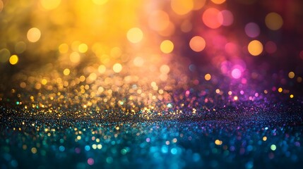 Colorful spotlight on stage with glitter sparkles rays lights bokeh Festive Elegant abstract background.Dust sparks background. illustration