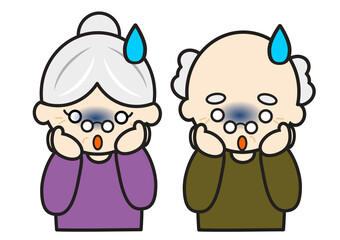 ショックをうけるおじいさんとおばあさん2