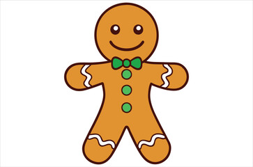 Cute christmas gingerbread man in flat style isolated on white background. a Christmas cookies, Vector illustration
