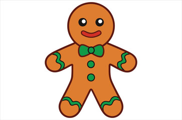 Cute christmas gingerbread man in flat style isolated on white background. a Christmas cookies, Vector illustration