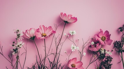 Pink Background with Side Flowers - an elegant and romantic floral display. The soft pink tones complement the flowers, adding a touch of charm and sophistication.