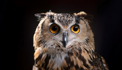 Fototapeta premium Wide-Eyed Owl in a Studio