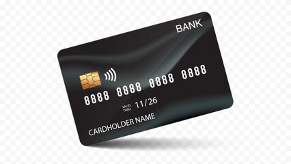 Credit Card and Bank Card Template: Isolated Bank Credit Card on Transparent Background | Vector Illustration Mockup | Plastic Bank Card Vector