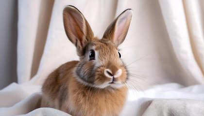 Obraz premium Adorable Close-Up of a Floppy-Eared Rabbit in Studio