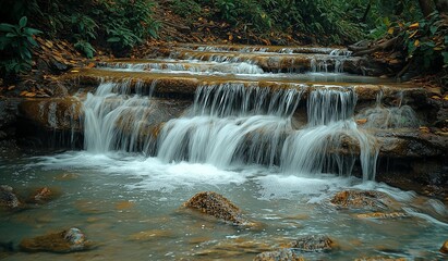 Obraz premium AI generator images of a clear waterfall in the middle of the forest Abundant nature