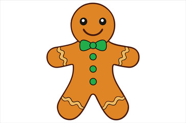 Cute christmas gingerbread man in flat style isolated on white background. a Christmas cookies, Vector illustration