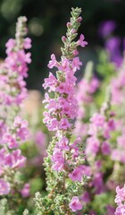 AI generator image of Barometer Bush, Ash Plant Flower, Leucophyllum frutesc, a popular garden ornamental plant. Flower characteristics similar to lavender