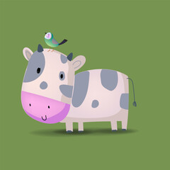 Cute cow, cattle cartoon icon character maskot vector illustration collection. Isolated on background.