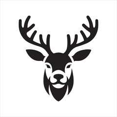 Deer head icon symbol vector illustration. Deer silhouette logo black and white. Deer logo vector template.
