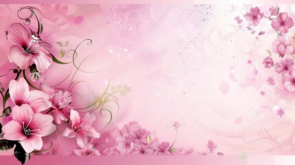 Obraz premium Pink Background with Side Flowers - an elegant and romantic floral display. The soft pink tones complement the flowers, adding a touch of charm and sophistication.