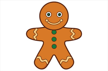 Cute christmas gingerbread man in flat style isolated on white background. a Christmas cookies, Vector illustration