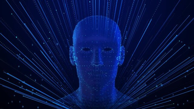 AI Artificial intelligence human technology concept. AI Technology Innovation concept Cpu print circuit dot line background. for cyber concept Ai Machine Learning. Brain Digital Code Technology 3D 4K