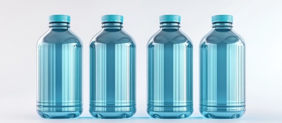 Four Clear Plastic Water Bottles in a Row