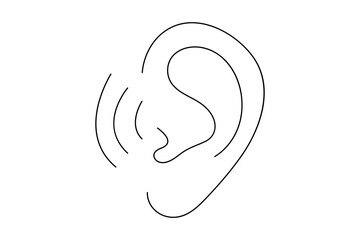 Ear continuous single line art and isolated outline  vector illustration 

