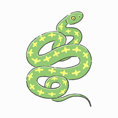 Naklejka premium Hand drawn cartoon snake isolated on white background. 2025 Chinese New Year symbol. Vector illustration