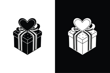 Romantic Gift Box Icon. Perfect Valentine’s Day Vector Design