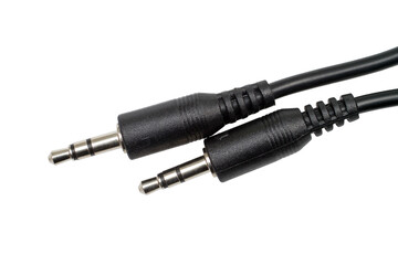 Audio connector plug 3.5 mm (mini jack 3.5 mm) isolated on white background. Plug for connecting...