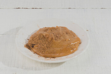 Natilla traditional Colombian food - Christmas atmosphere.