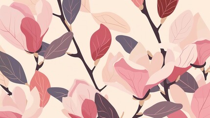 Pink Magnolia Illustration - a graceful and artistic depiction of blooming magnolias. The soft pink hues enhance the delicate and elegant aesthetic of the design.