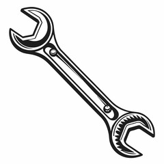 wrench icon ,spanner icon. double ended wrench symbol in black silhouette. vector illustration tool on white background.