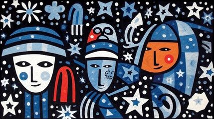 In the snowy winter, I feel happy in the snow