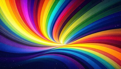 Rainbow rays curve sunburst multicolored with abstract background texture wallpaper pattern. Seamless art graphic design modern style. Colorful amazing spectrum. Swirl beam pattern. Old poster texture