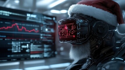 Bitcoin-themed christmas gift in a futuristic setting technology hub digital art sci-fi vibe holiday spirit