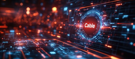 A futuristic digital interface showcasing a "Cable" element in a tech environment.