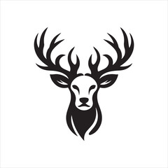 Deer head icon symbol vector illustration. Deer silhouette logo black and white. Deer logo vector template.
