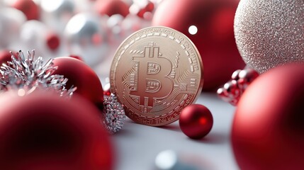 Christmas bitcoin gift celebration festive setting digital currency holiday environment unique perspective joyful concept