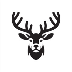 Deer head icon symbol vector illustration. Deer silhouette logo black and white. Deer logo vector template.
