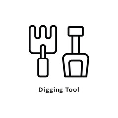 Obraz premium Digging Tool Vector Outline Icon. Eps 10 file