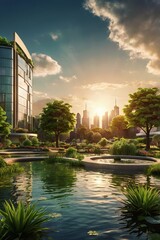 Fototapeta premium futuristic city concept ,illustration , skyscraper ,ai gen