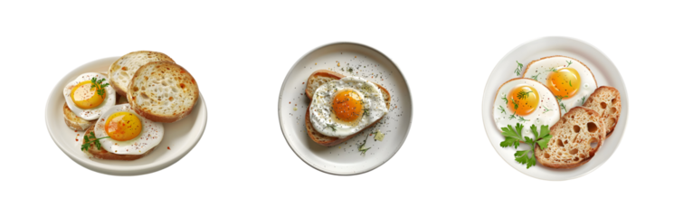Fried Egg on Toast with Spices PNG Pack Isolated on Transparent Background