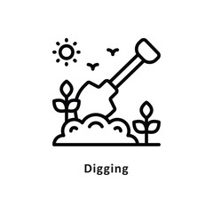 Digging Vector Outline Icon. Eps 10 file