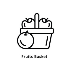Fruits Basket Vector Outline Icon. Eps 10 file