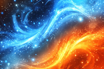 Obraz premium A dynamic abstract fusion of fire and ice elements, symbolizing the transition to the New Year with vibrant energy and cool sophistication