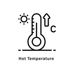 Hot Temperature Vector Outline Icon. Eps 10 file