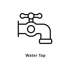 Water Tap Vector Outline Icon. Eps 10 file