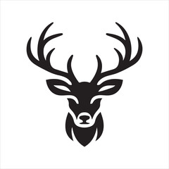 Deer head icon symbol vector illustration. Deer silhouette logo black and white. Deer logo vector template.
