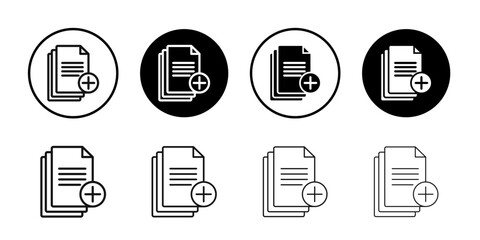 Add document icon Black and white outline vector