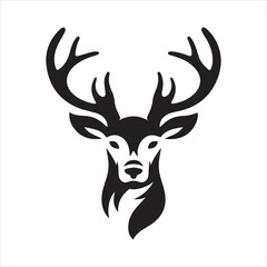 Naklejka premium Deer head icon symbol vector illustration. Deer silhouette logo black and white. Deer logo vector template. 