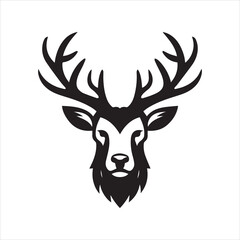 Naklejka premium Deer head icon symbol vector illustration. Deer silhouette logo black and white. Deer logo vector template. 