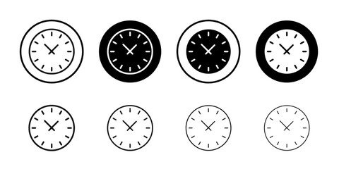 Clock icon Black and white outline vector
