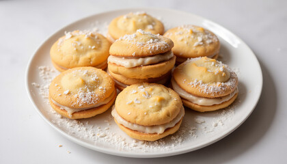 Plate with several alfajores 