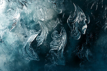 A frosty, textured glass surface with delicate ice patterns, creating a cool and elegant winter-inspired New Year backdrop