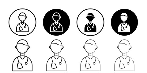 Doctor icon Black and white outline vector